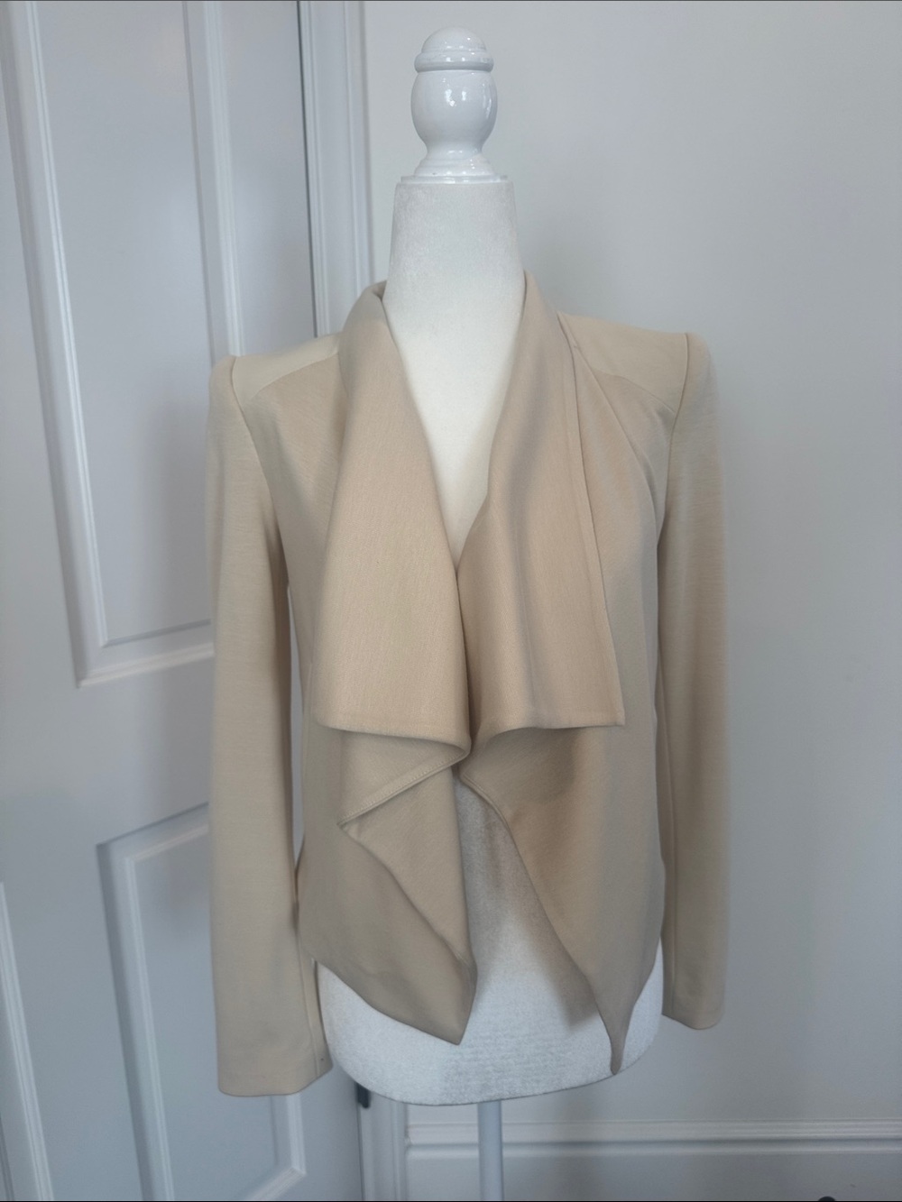 Alice and Olivia Women's Draped Open Front Jacket in Beige